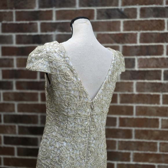 Nicole Miller Cream and Gold Midi Dress - Picture 5 of 11